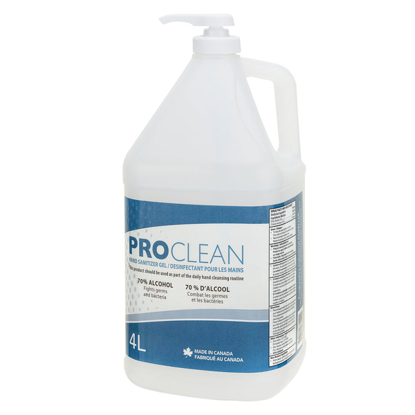 Pro Clean Hand Sanitizer Gel (70% Alcohol) - 4 x 4 L with 2 Pumps per Pack