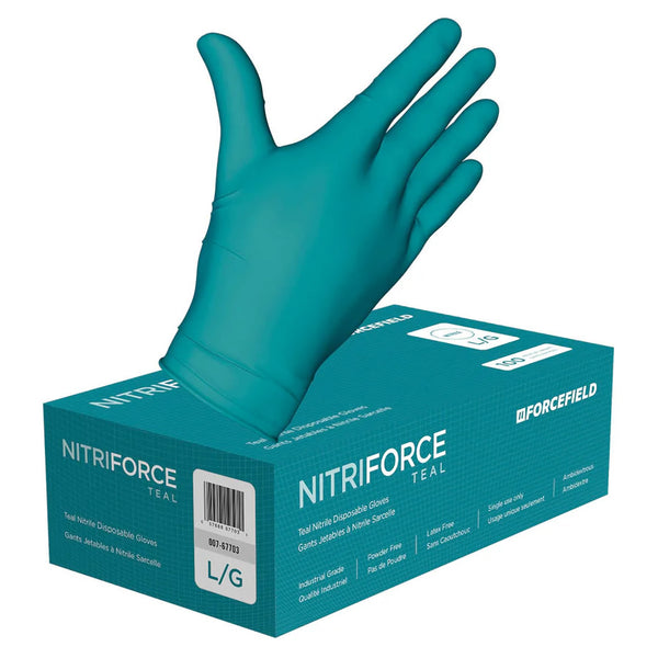 Forcefield NitriForce Teal Nitrile Disposable Gloves (Teal) - Case of 1000 Gloves