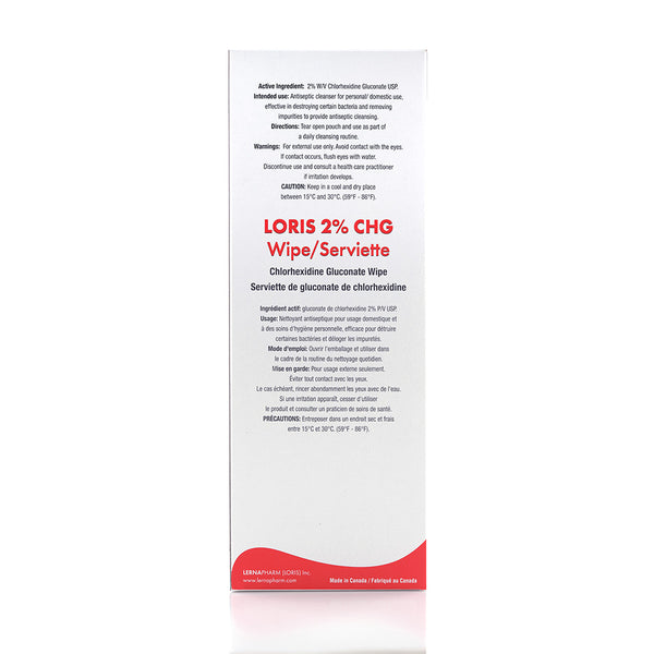 LORIS™ 2% CHG Wipe (Case of 300 Wipes)