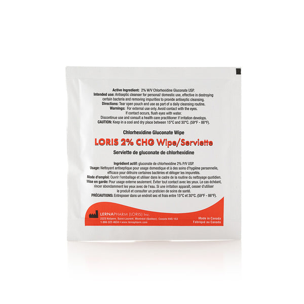 LORIS™ 2% CHG Wipe (Case of 300 Wipes)