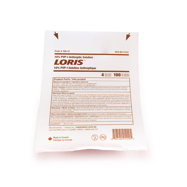 LORISᴹᴰ 10% PVP-I Solution Antiseptic - 4 Sponges