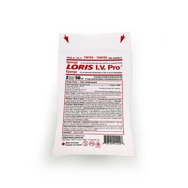 LORIS™ I.V. Pro Antiseptic Sponges -TINTED - 2 Sponges