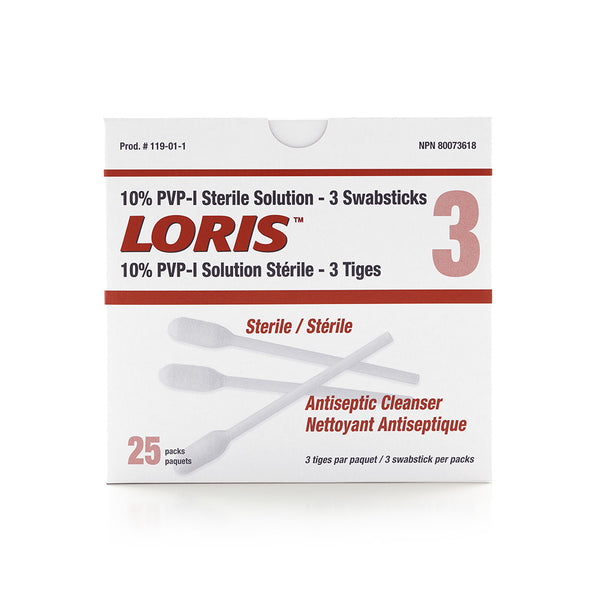 LORIS™ 10% PVP-I Antiseptic Sterile Solution- 3 Swabsticks (Case of 750 Swabsticks)