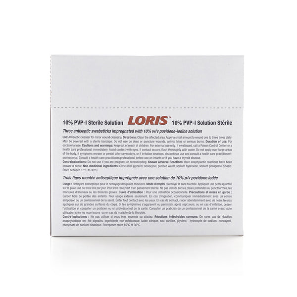 LORIS™ 10% PVP-I Antiseptic Sterile Solution- 3 Swabsticks (Case of 750 Swabsticks)
