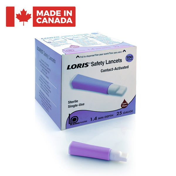 LORIS™ Safety Lancets - 25 Gauge - 1.4 mm depth