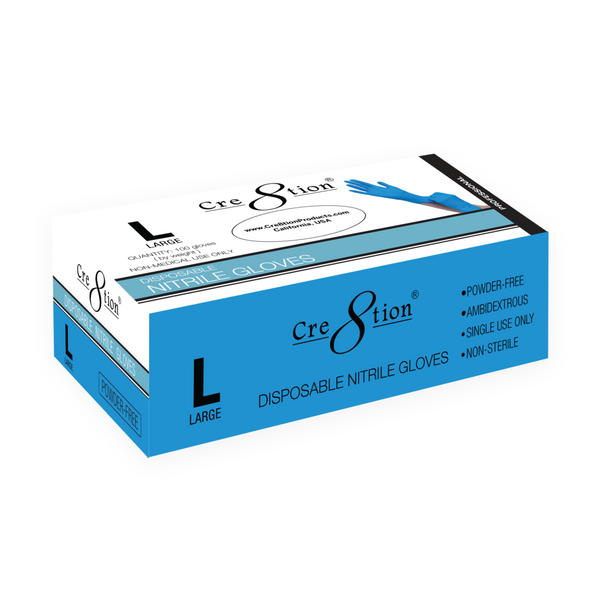 Cre8tion® Disposable Nitrile Gloves (Blue) - Box of 100