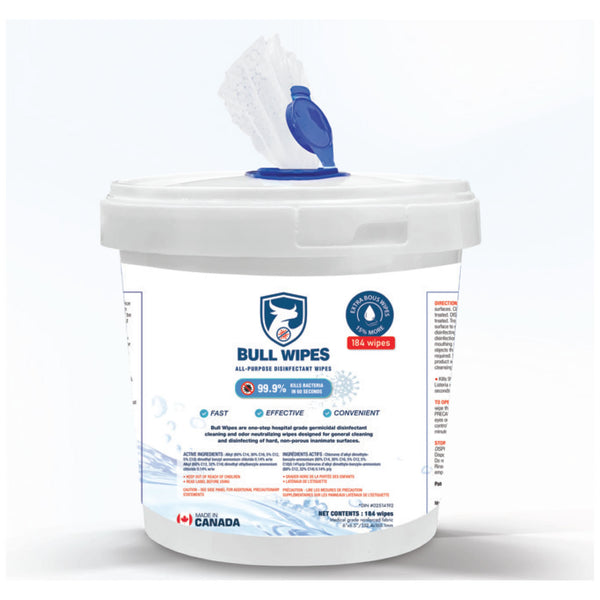 Bull Wipes All-Purpose Disinfectant Wipes (184 Wipes)