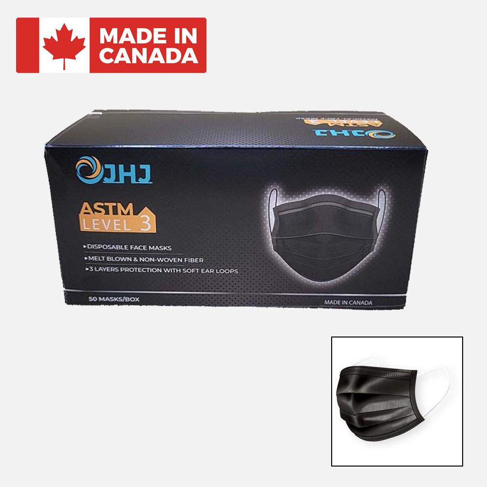JHJ Medical Face Masks Level 3 BLACK Box Of 50 Martket Health Jhj medical face masks level 3 black box of 50 martket health