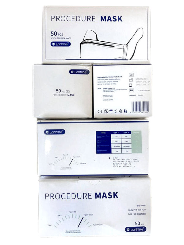 Lanhine Procedure Mask Type IIRs (ASTM 2100 Level 3) - Box of 50