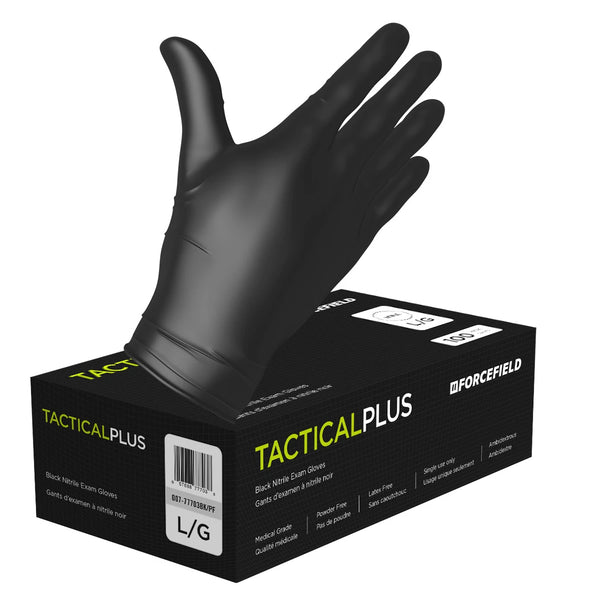 Forcefield Tactical Plus Nitrile Disposable Examination Gloves 5mil (Black) - Box of 100