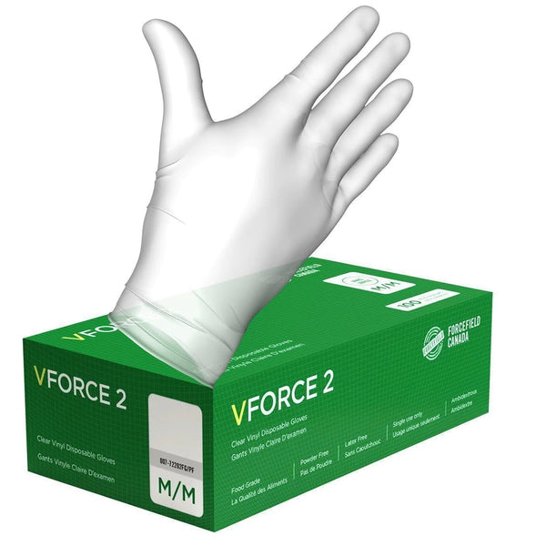 Forcefield VForce 2 Vinyl Disposable Gloves 4.5mil (Clear) - Box of 100